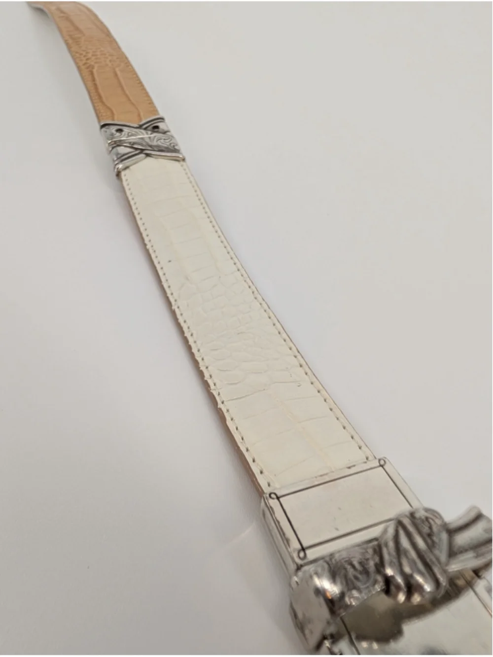 Brighton B40032 Reversible White Tan Croc Embossed Leather Belt XL 36